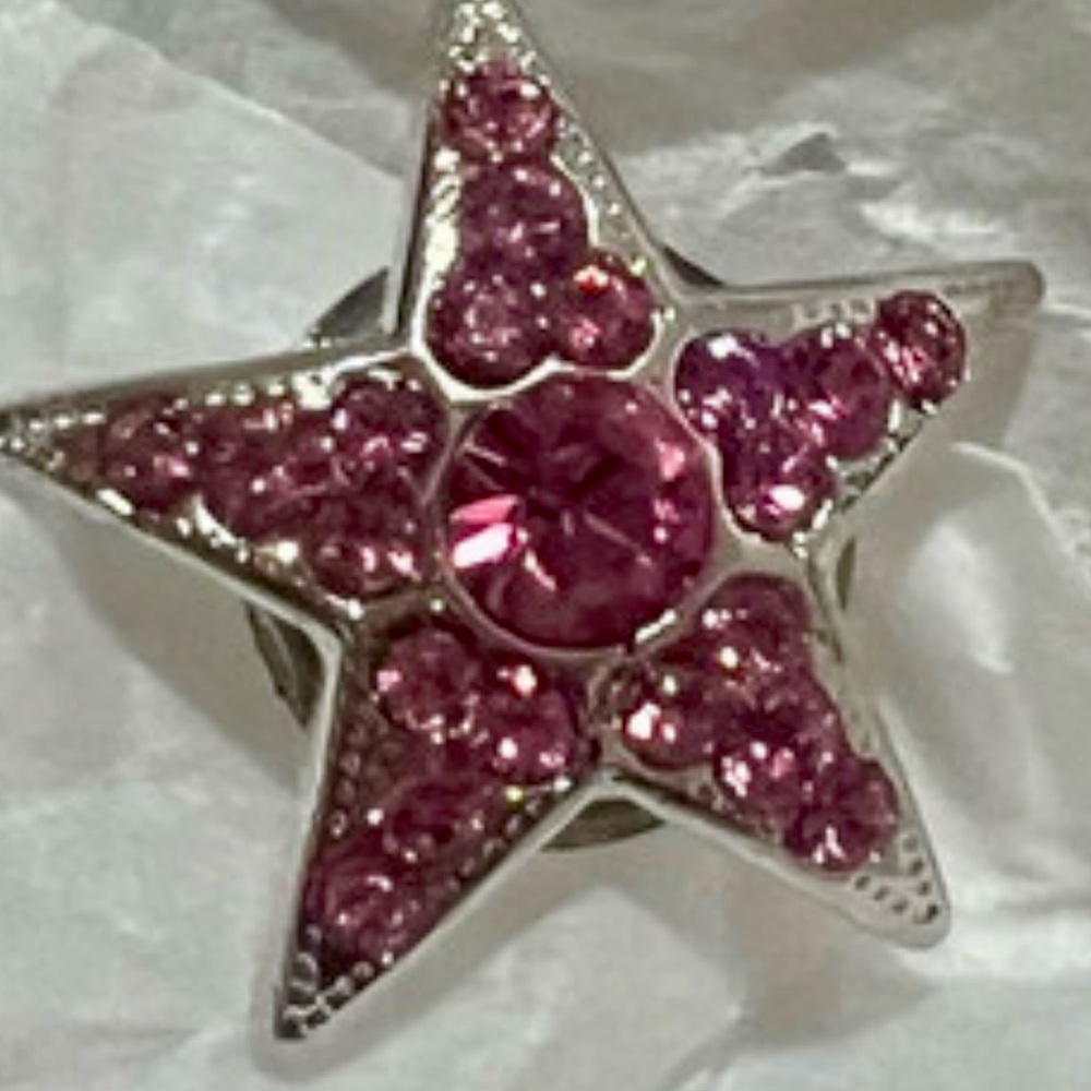 Jimmy Choo pink crystal-embellished star pin or brooch